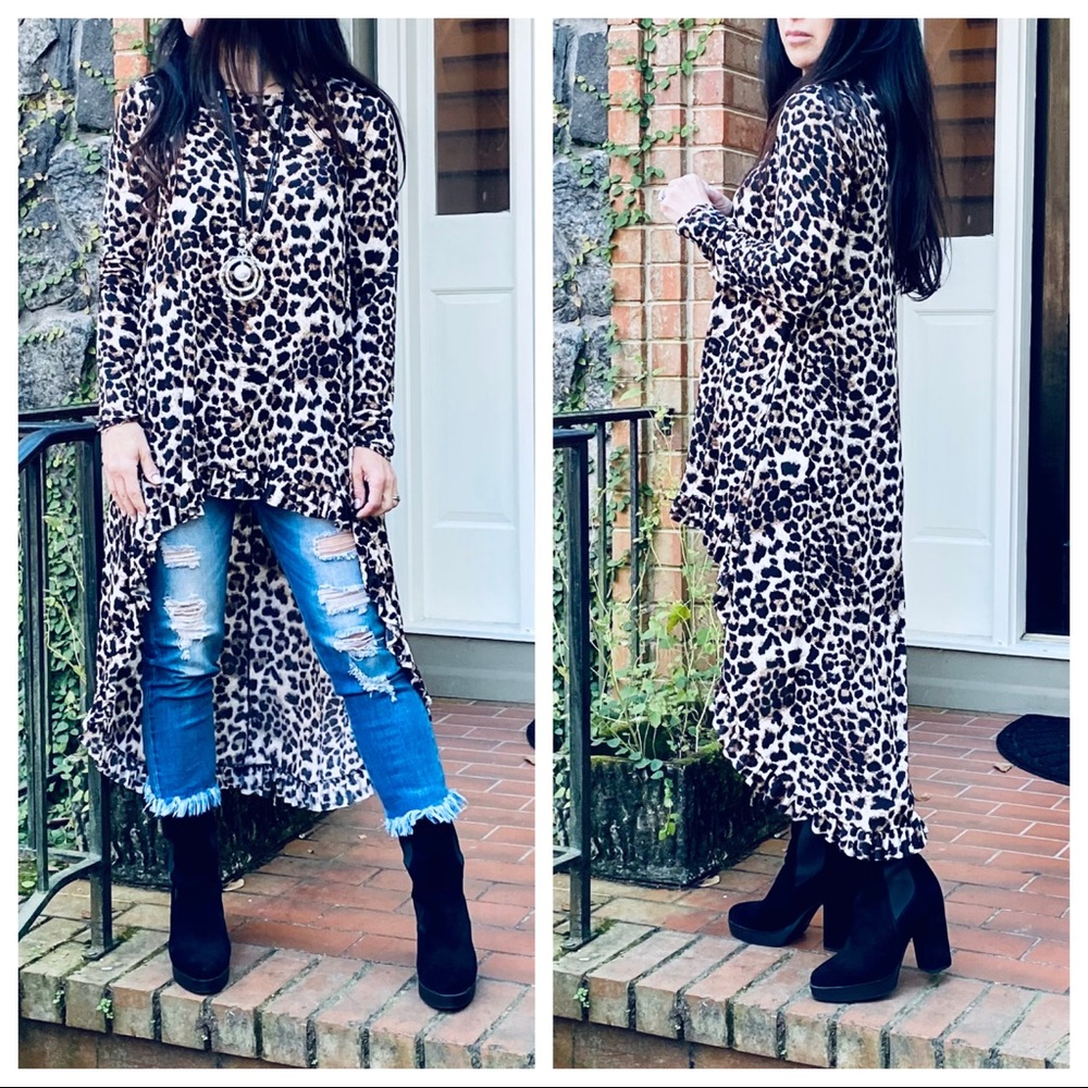 High low fabulous leopard ruffle hem tunic dress - Picture 4 of 12